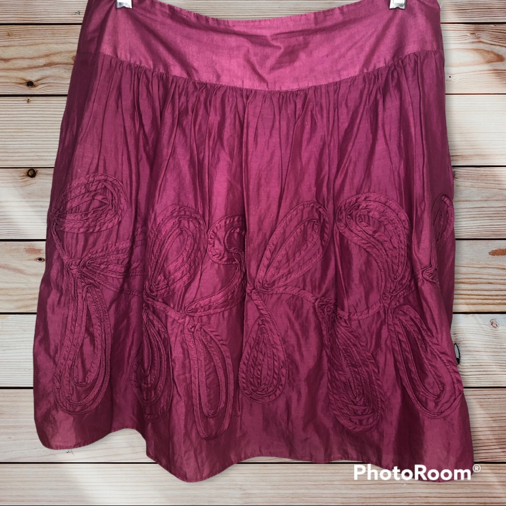 LOFT Rosy Pink Cotton Casual Embroidered Skirt